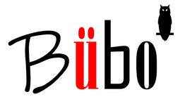 Texto "Bübo" con un búho negro al lado derecho.