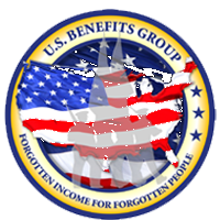 U.S. Benefits Group logo with an American flag and the slogan, "Forgotten Income for Forgotten People."