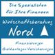 Schild mit "Wirtschaftsberatung Nord" und Piktogramm: Finanzierungen, Geldanlagen, Versicherungen.