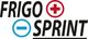 Logo mit dem Text "FRIGO SPRINT", rotem Plus- und blauem Minus-Symbol.
