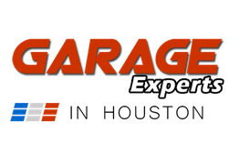 "Garage Experts logo with a red, white, and blue stripe, and 'in Houston' text beneath."