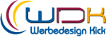 Logo von "WDK Werbedesign Kick" in bunten Farben.