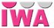 Logo mit pinkem Schriftzug "IWA" und drei darüberliegenden Halbkreisen in Weiß und Pink.