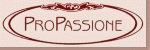 Ovales Logo mit der Aufschrift "ProPassione" in brauner Schrift auf hellrosa Hintergrund.