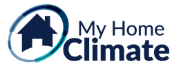 "My Home Climate logo with a house silhouette and circle design."