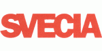 Roter Text "SVECIA" auf weißem Hintergrund.