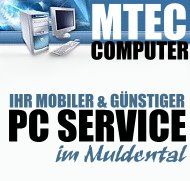MTEC Computer-Logo mit Text: "Ihr mobiler & günstiger PC Service im Muldental".