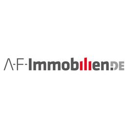 Logo von AF-Immobilien mit grauer und roter Schrift auf weißem Hintergrund.