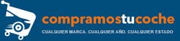 Logotipo con texto "compramos tu coche" y gráfico de un carrito de compras.