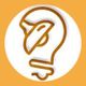 A lightbulb combined with a bird outline on an orange background.