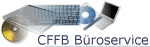 Laptop, CDs und Tastatur mit dem Text "CFFB Büroservice".