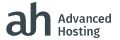 Logo with "ah" initials and text "Advanced Hosting" in dark grey.