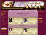 Screenshot einer Webseite mit lila Hintergrund, Navigation oben und Profilen von Nutzern in der Mitte.