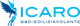 Logo di ICARO con figura alata blu e testo "G&D-EDILIZIAVOLANTE" in blu.