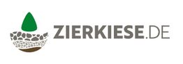 Logo von zierkiese.de mit grünem Tropfen über Steinmuster und grauem Schriftzug.