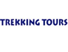 Text "TREKKING TOURS" in blauer Schrift auf weißem Hintergrund.