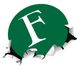 Cerchio verde con una "F" bianca su sfondo strappato.
