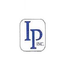 The image shows a blue "IP INC." logo on a white background with rounded corners.