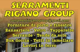 Annuncio di Serramenti Rigano' Group con servizi di porte, finestre, vetro e lavori in ferro.