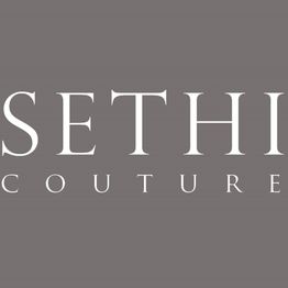 Gray background with "Sethi Couture" written in white elegant letters.