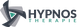 Logo Hypnos Thérapie avec un design abstrait en nuances de gris et vert.