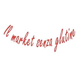 Scritta rossa "Il market senza glutine" su sfondo bianco.