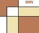 Abstraktes Muster mit Linien und Rechtecken, oben rechts das Kürzel "DHV".
