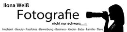 Silhouette einer Fotografin mit Kamera, Text: "Fotografie nicht nur schwarz" und Themen wie Hochzeit.