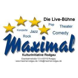 Maximal-Logo mit Sternen, Genres (Pop, Jazz, Rock) und Text: "Kulturinitiative Rodgau".