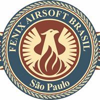 Emblema da Fenix Airsoft Brasil, São Paulo, com uma fênix estilizada no centro.