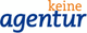 Text-Logo: In Blau "agentur", darüber in Orange "keine".