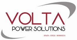 Logo de Volta Power Solutions, con texto: "Spain - Chile - Morocco". Flechas grises curvas.