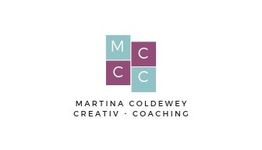 Logo mit vier Quadraten, Buchstaben "M", "C", "C", "C", darunter "Martina Coldewey Creativ-Coaching".