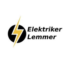 Logo mit gelbem Blitz, schwarzem Kreis; Text: Elektriker Lemmer.