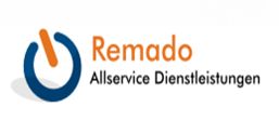 Logo von Remado Allservice Dienstleistungen mit blau-orangefarbenem Symbol links vom Text.