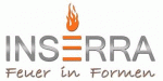 Logo mit Text "INSERRA Feuer in Formen", Flamme über dem mittleren E.