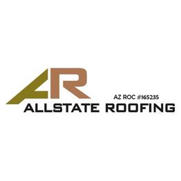 Logo of Allstate Roofing with "AR" initials and AZ ROC #165235.