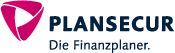 Logo von Plansecur mit dem Slogan: "Die Finanzplaner." in Blau und Rosa.