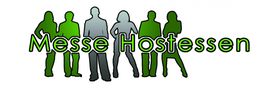 Sechs Personen in Schattenrissen mit dem Schriftzug "Messe Hostessen" in Grünen Tönen.