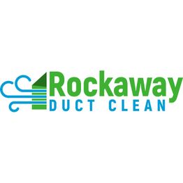 Logo of Rockaway Duct Clean with green text and blue wind graphics.