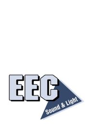 Logo mit großem "EEC" und kleinem "Sound & Light" auf einem blauen Dreieck.