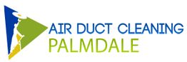 Logo for Air Duct Cleaning Palmdale with a silhouette of a worker in a colored triangle.