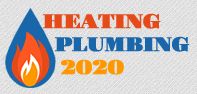 Logo with a flame in a water drop beside the text: "Heating Plumbing 2020."