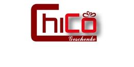 Logo "ChiCo Geschenke" in Rot, mit Geschenk-Symbol im "o".