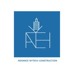 Logo: Outline of a building on blue background, text reads "Advance Nytech Construction."