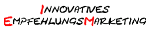 Text: "Innovatives Empfehlungsmarketing" in einer verspielten Schrift mit roten Buchstaben "E" und "M".