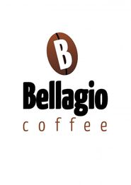 Logo mit brauner Kaffeebohne und großem Buchstaben "B", darunter "Bellagio coffee" in Schwarz.