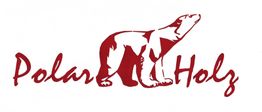 Logo mit rotem Eisbär und Schriftzug "Polar Holz" auf weißem Hintergrund.