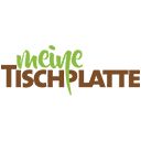 Logo mit Schriftzug "meine Tischplatte" in grüner und brauner Schrift auf weißem Hintergrund.