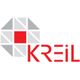 Logo mit dem Namen "KREIL" in Rot und einem grauen geometrischen Muster daneben.